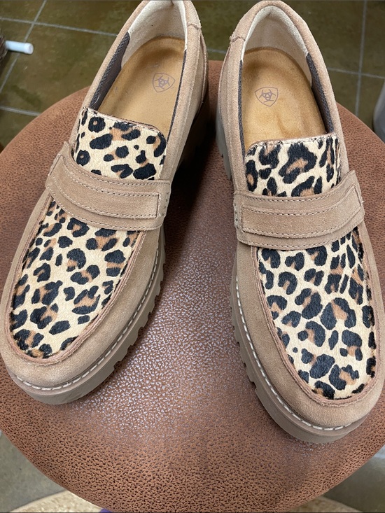 Ariat Shoes - Ariat Leopard Print Suede Penny Loafers in Tan and Black